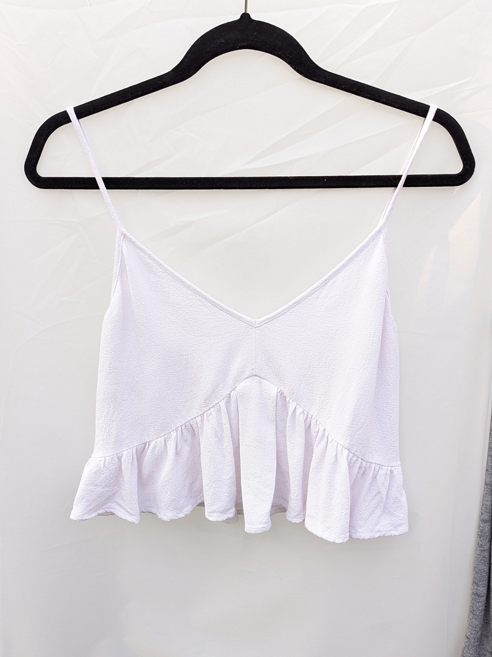 Club Monaco White Ruffle Cami Crop Top Large Coquette Cottagecore Boho Blouse - Picture 8 of 10